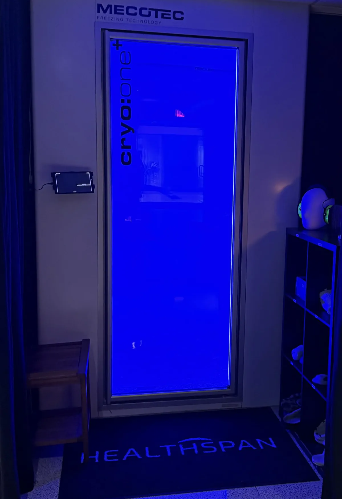 Nitrogen-free whole-body cryotherapy chamber at Healthspan in Brickell, Miami